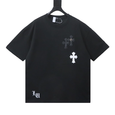 EM Sneakers Chrome Hearts T-Shirt with Leather Cross Patch and Hardware-Style Print Black 01