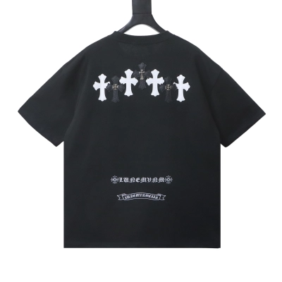 EM Sneakers Chrome Hearts T-Shirt with Leather Cross Patch and Hardware-Style Print Black 02