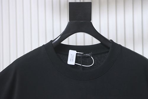 EM Sneakers Chrome Hearts T-Shirt with Leather Cross Patch and Hardware-Style Print Black
