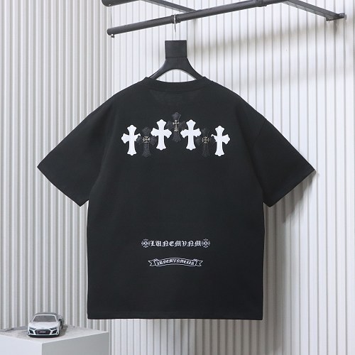 EM Sneakers Chrome Hearts T-Shirt with Leather Cross Patch and Hardware-Style Print Black