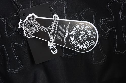 EM Sneakers Chrome Hearts T-Shirt with Leather Cross Patch and Hardware-Style Print Black