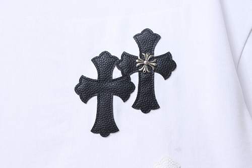 EM Sneakers Chrome Hearts T-Shirt with Leather Cross Patch and Hardware-Style Print White