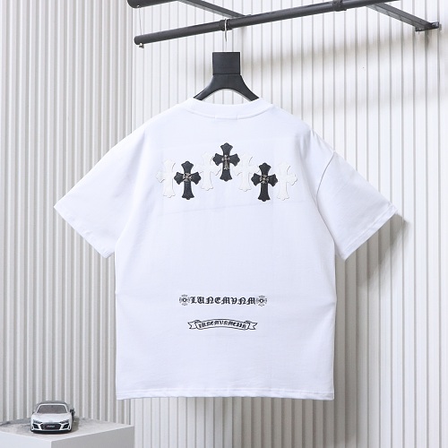 EM Sneakers Chrome Hearts T-Shirt with Leather Cross Patch and Hardware-Style Print White