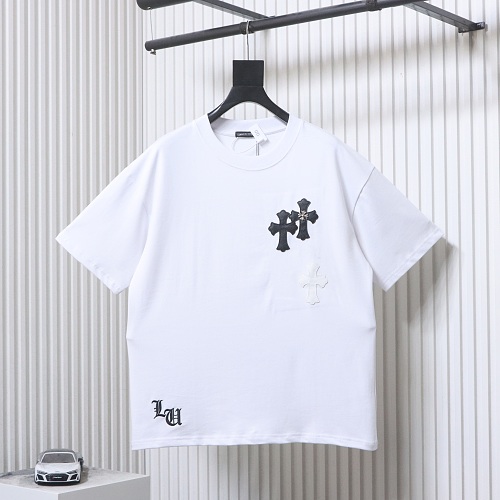 EM Sneakers Chrome Hearts T-Shirt with Leather Cross Patch and Hardware-Style Print White