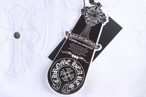 EM Sneakers Chrome Hearts T-Shirt with Leather Cross Patch and Hardware-Style Print White
