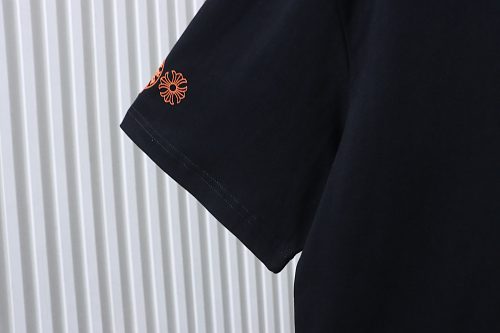 EM Sneakers Chrome Hearts Triple Cross Hollywood Pocket T-Shirt Black /Orange