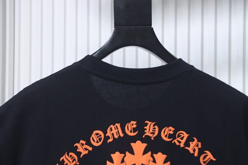 EM Sneakers Chrome Hearts Triple Cross Hollywood Pocket T-Shirt Black /Orange