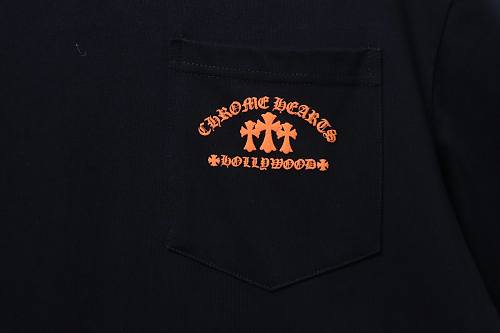 EM Sneakers Chrome Hearts Triple Cross Hollywood Pocket T-Shirt Black /Orange