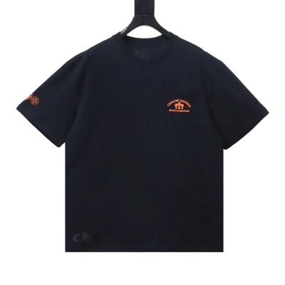 EM Sneakers Chrome Hearts Triple Cross Hollywood Pocket T-Shirt Black /Orange 01