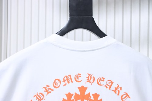 EM Sneakers Chrome Hearts Triple Cross Hollywood Pocket T-Shirt White /Orange