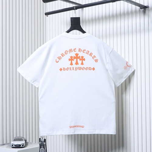 EM Sneakers Chrome Hearts Triple Cross Hollywood Pocket T-Shirt White /Orange