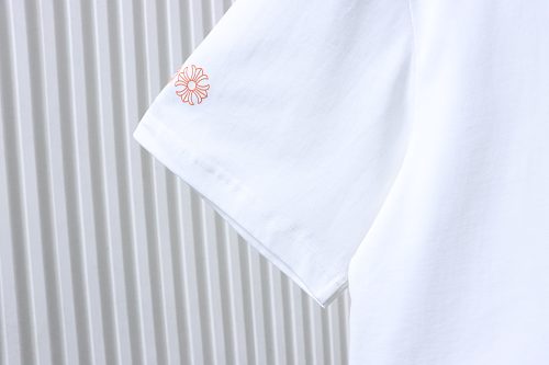 EM Sneakers Chrome Hearts Triple Cross Hollywood Pocket T-Shirt White /Orange