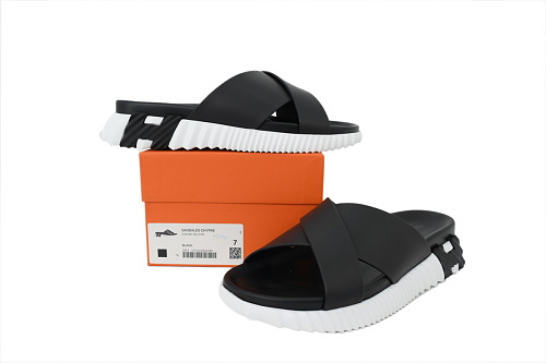 EM Sneakers Hermes Infra Sandals Black and White