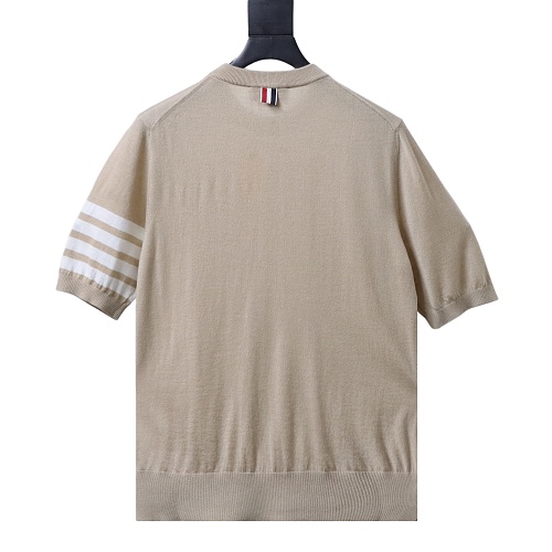 EM Sneakers Thom Browne Classic 4-Bar Striped Short-Sleeve Knit T-Shirt Beige