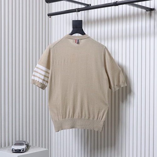 EM Sneakers Thom Browne Classic 4-Bar Striped Short-Sleeve Knit T-Shirt Beige