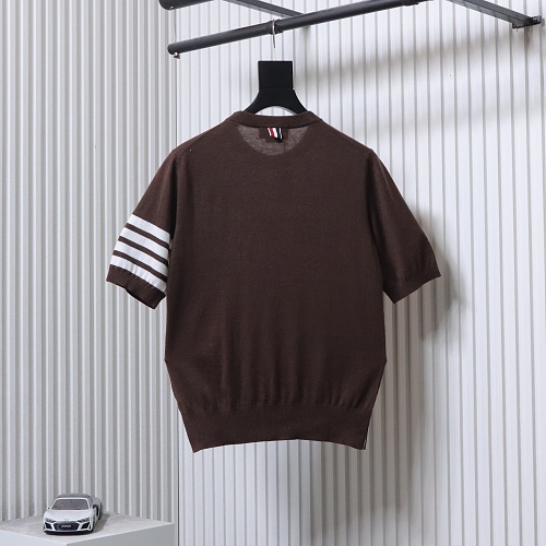 EM Sneakers Thom Browne Classic 4-Bar Striped Short-Sleeve Knit T-Shirt Brown