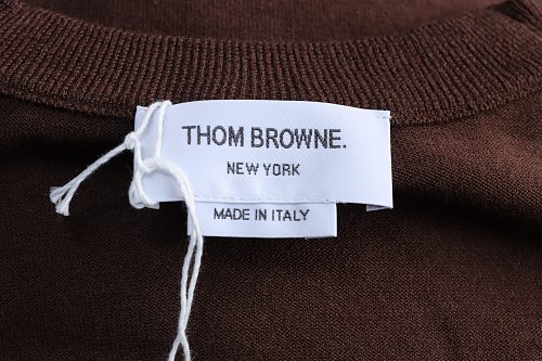EM Sneakers Thom Browne Classic 4-Bar Striped Short-Sleeve Knit T-Shirt Brown