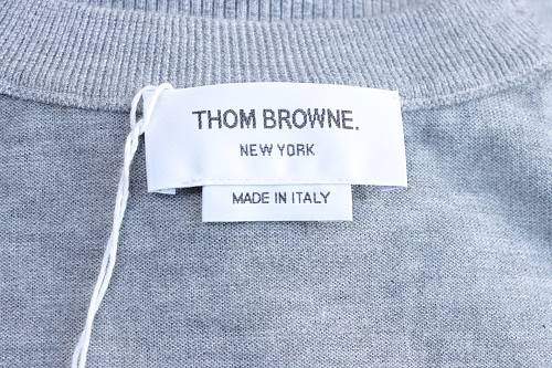 EM Sneakers Thom Browne Classic 4-Bar Striped Short-Sleeve Knit T-Shirt Gray
