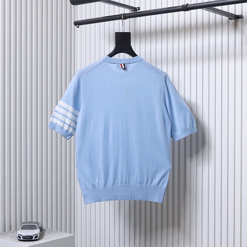 EM Sneakers Thom Browne Classic 4-Bar Striped Short-Sleeve Knit T-Shirt Light Blue