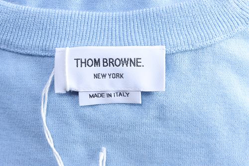 EM Sneakers Thom Browne Classic 4-Bar Striped Short-Sleeve Knit T-Shirt Light Blue