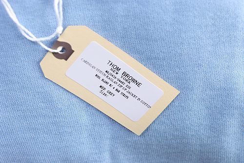 EM Sneakers Thom Browne Classic 4-Bar Striped Short-Sleeve Knit T-Shirt Light Blue