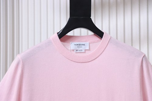 EM Sneakers Thom Browne Classic 4-Bar Striped Short-Sleeve Knit T-Shirt Light Pink