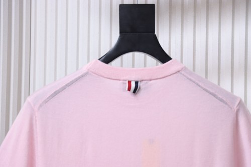 EM Sneakers Thom Browne Classic 4-Bar Striped Short-Sleeve Knit T-Shirt Light Pink