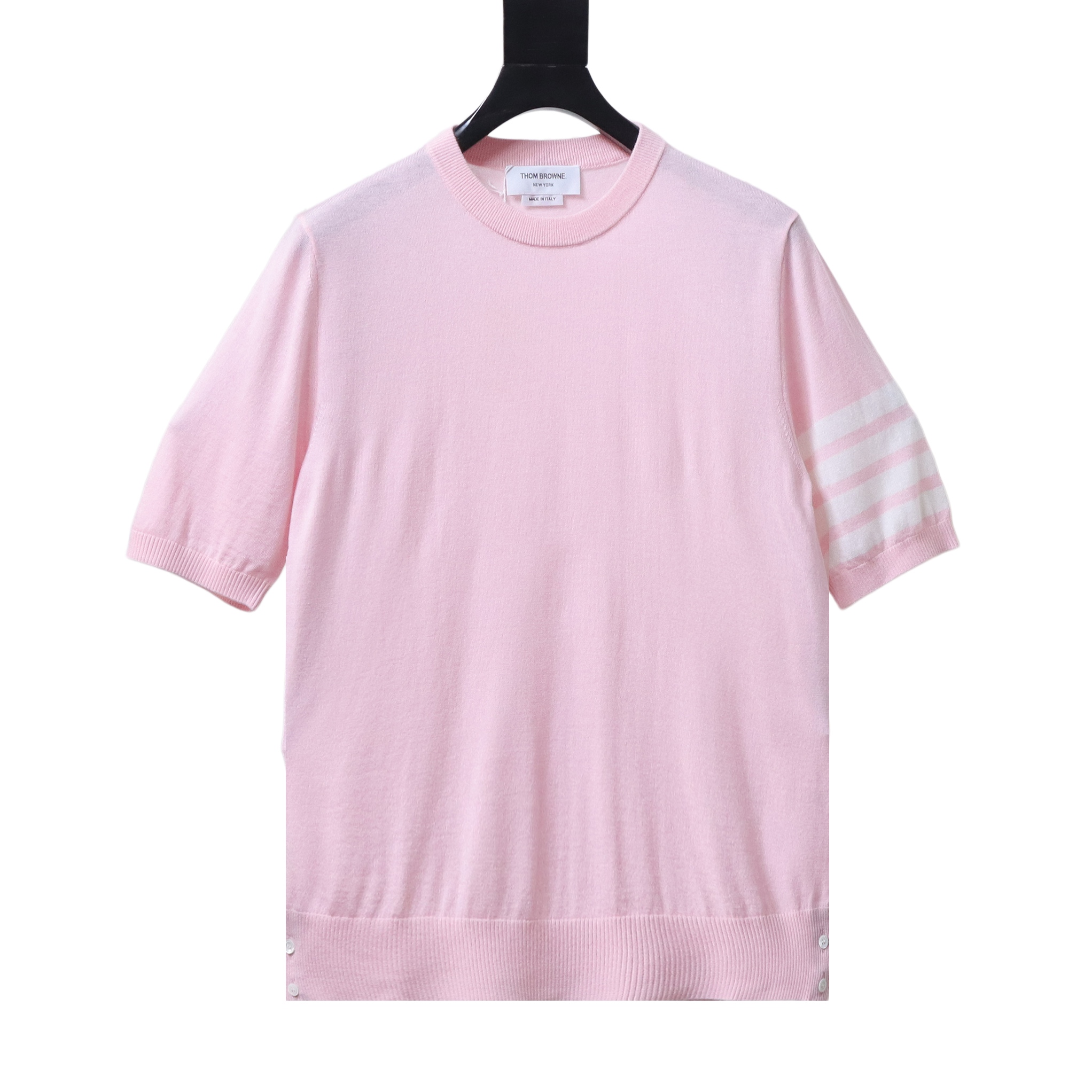 EM Sneakers Thom Browne Classic 4-Bar Striped Short-Sleeve Knit T-Shirt Light Pink