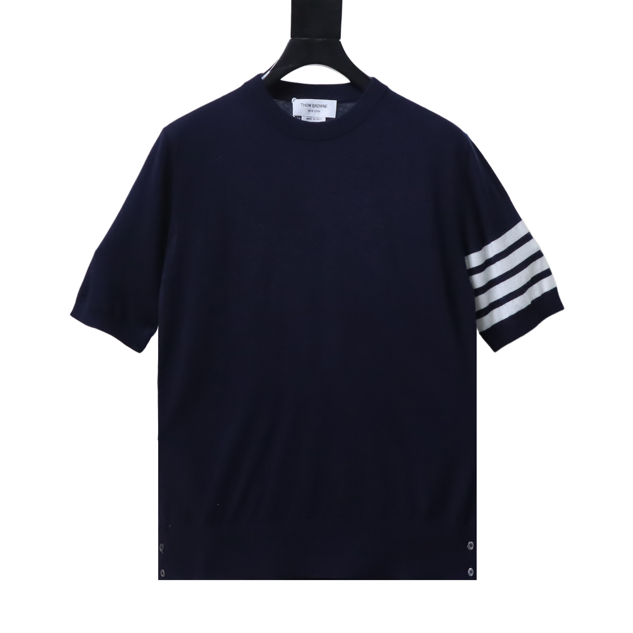EM Sneakers Thom Browne Classic 4-Bar Striped Short-Sleeve Knit T-Shirt Navy