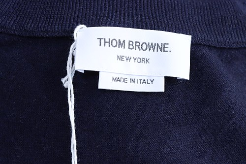 EM Sneakers Thom Browne Classic 4-Bar Striped Short-Sleeve Knit T-Shirt Navy