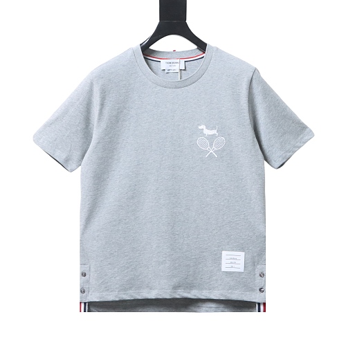 EM Sneakers Thom Browne Tennis Puppy Print T-Shirt Gray