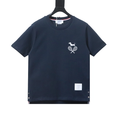 EM Sneakers Thom Browne Tennis Puppy Print T-Shirt Navy 01