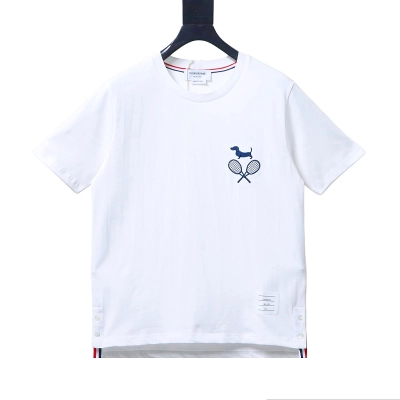 EM Sneakers Thom Browne Tennis Puppy Print T-Shirt White 01