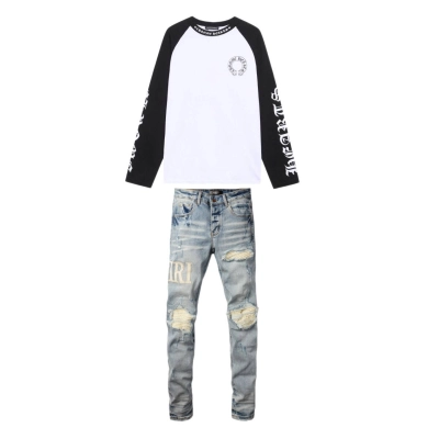 Chrome Hearts Horseshoe Sanskrit Colorblock Long Sleeve + Amiri Jean 8905 01