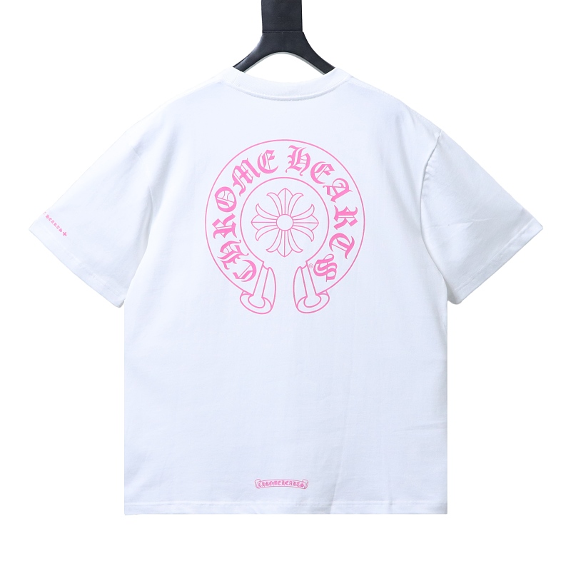 EM Sneakers Chrome Hearts Pink Horseshoe Pocket Sleeve T-shirt White