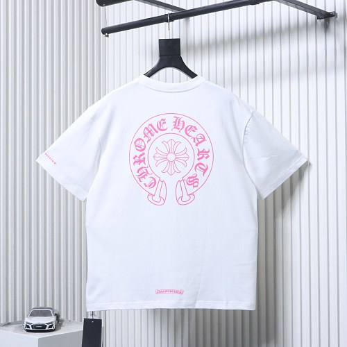 EM Sneakers Chrome Hearts Pink Horseshoe Pocket Sleeve T-shirt White