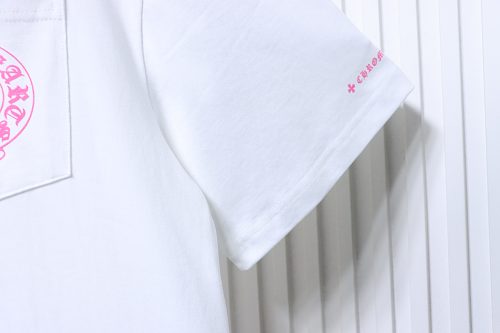 EM Sneakers Chrome Hearts Pink Horseshoe Pocket Sleeve T-shirt White