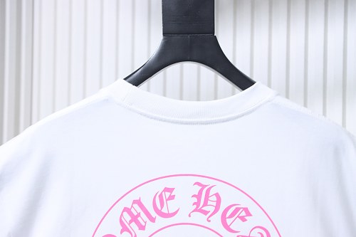 EM Sneakers Chrome Hearts Pink Horseshoe Pocket Sleeve T-shirt White