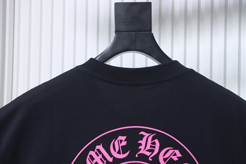 EM Sneakers Chrome Hearts Pink Horseshoe Pocket Sleeve T-shirt Black