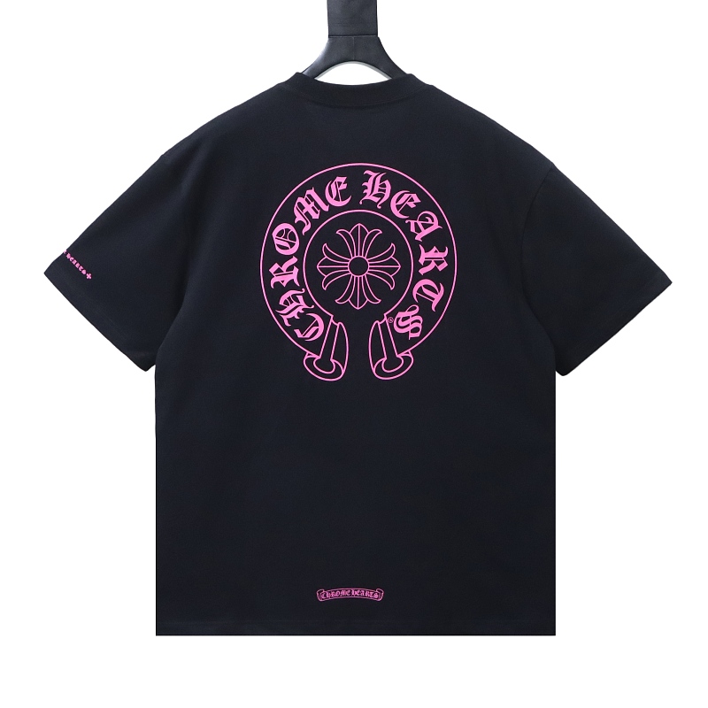 EM Sneakers Chrome Hearts Pink Horseshoe Pocket Sleeve T-shirt Black