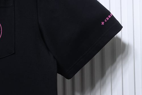 EM Sneakers Chrome Hearts Pink Horseshoe Pocket Sleeve T-shirt Black