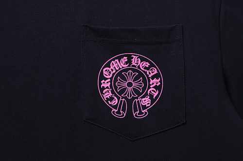 EM Sneakers Chrome Hearts Pink Horseshoe Pocket Sleeve T-shirt Black