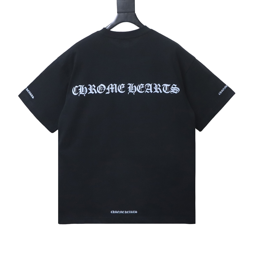 EM Sneakers Chrome Hearts Sanskrit Letter Print Crewneck T-Shirt Black