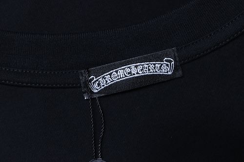 EM Sneakers Chrome Hearts SS26 Black T-Shirt with Pink-Outline Horseshoe Logo Print