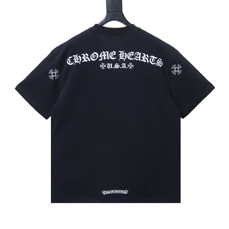 EM Sneakers Chrome Hearts USA Banner Back Logo Pocket Tshirt Black