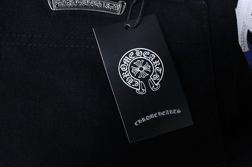 EM Sneakers Chrome Hearts Blue and White Cross Leather Patchwork Cargo Short Jeans Black