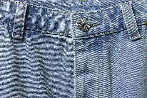 EM Sneakers Chrome Hearts Yellow Cross Leather Patchwork Cargo Short Jeans Washed Blue