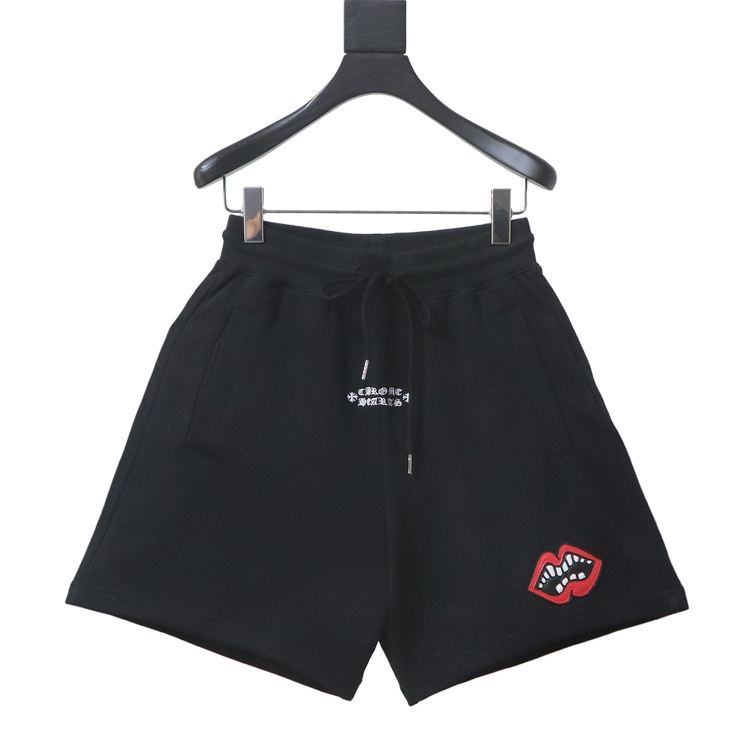 EM Sneakers Chrome Hearts SS26 Red Lips Appliqué & Embroidery Shorts Black