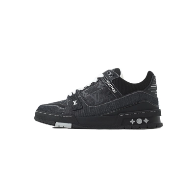 EM Sneakers Louis Vuitton Trainer Sneaker(NFC Chip Edition)Black Denim Fabric 01