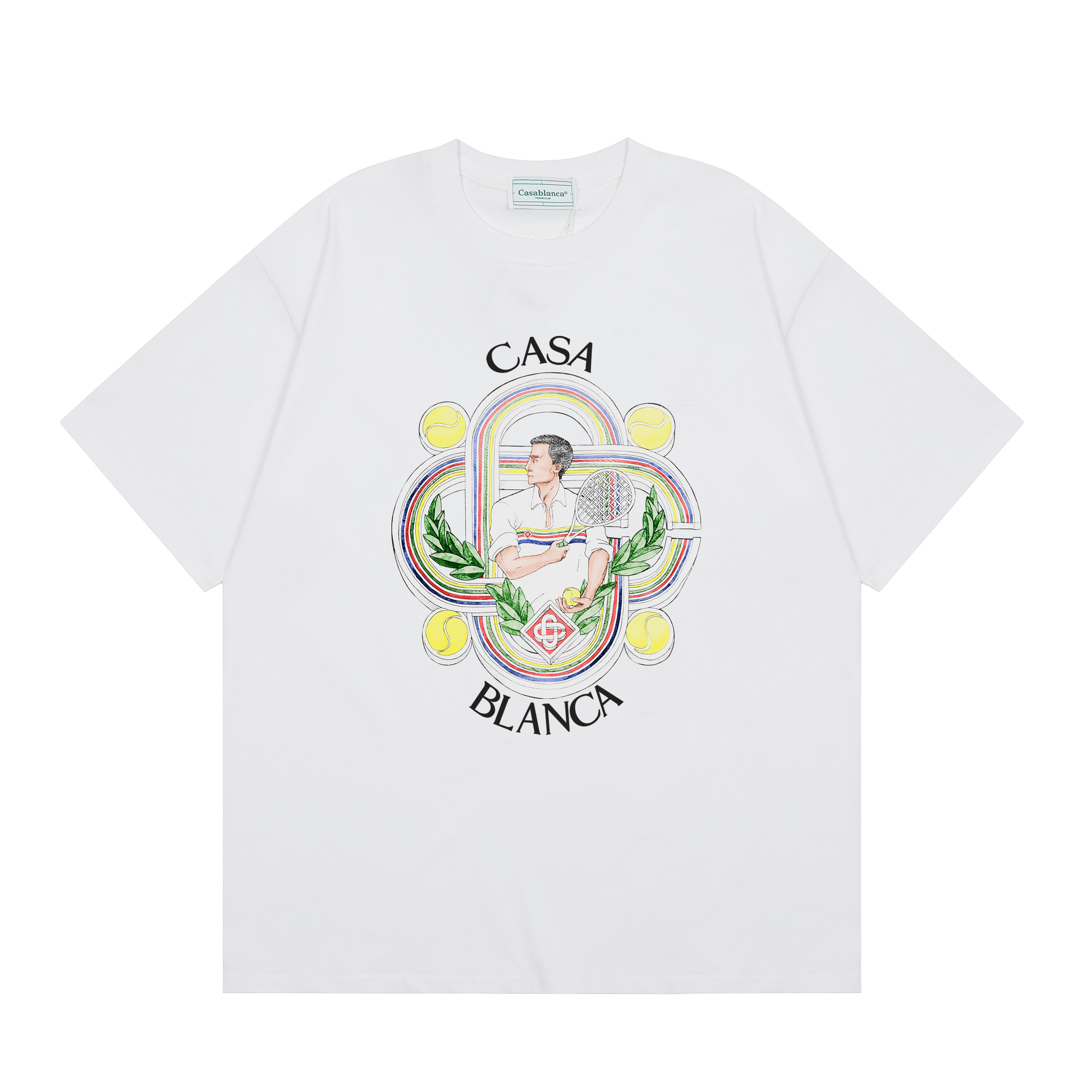 EM Sneakers Casablanca Printed T-Shirt Le Joueur White /Black